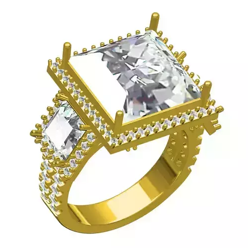 Princess Diamond Square Halo Cocktail Engagement Ring