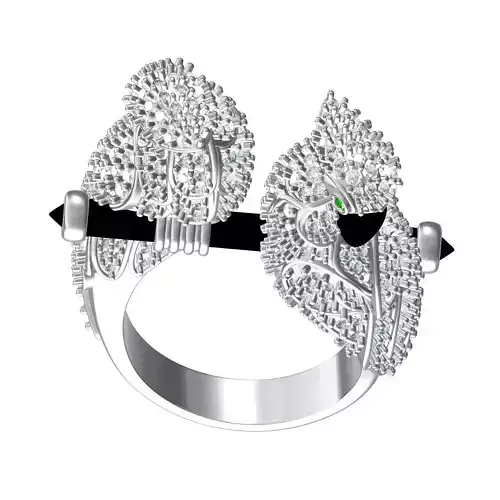 Unique Double Parrot Hip Hop Diamond Ring