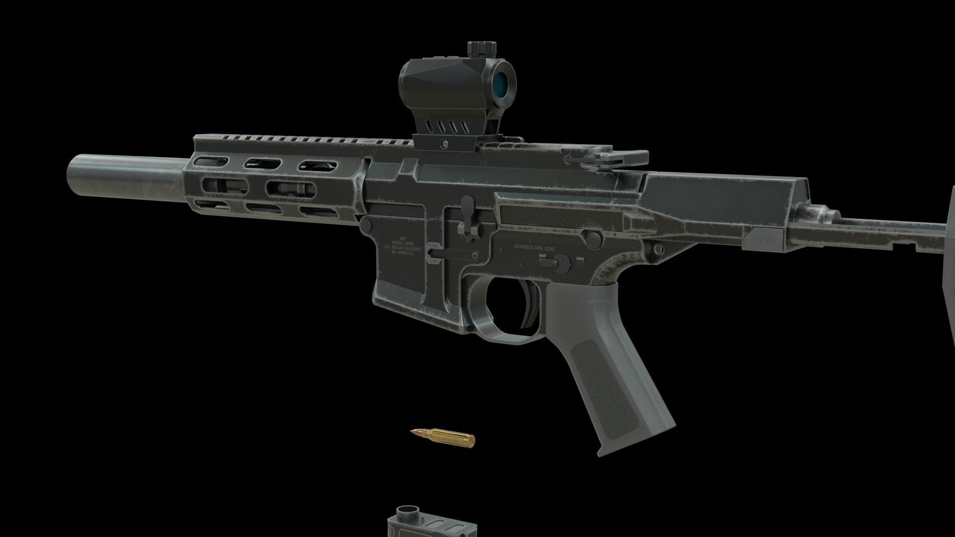 AAC Honey Badger Low-poly 3D model_21