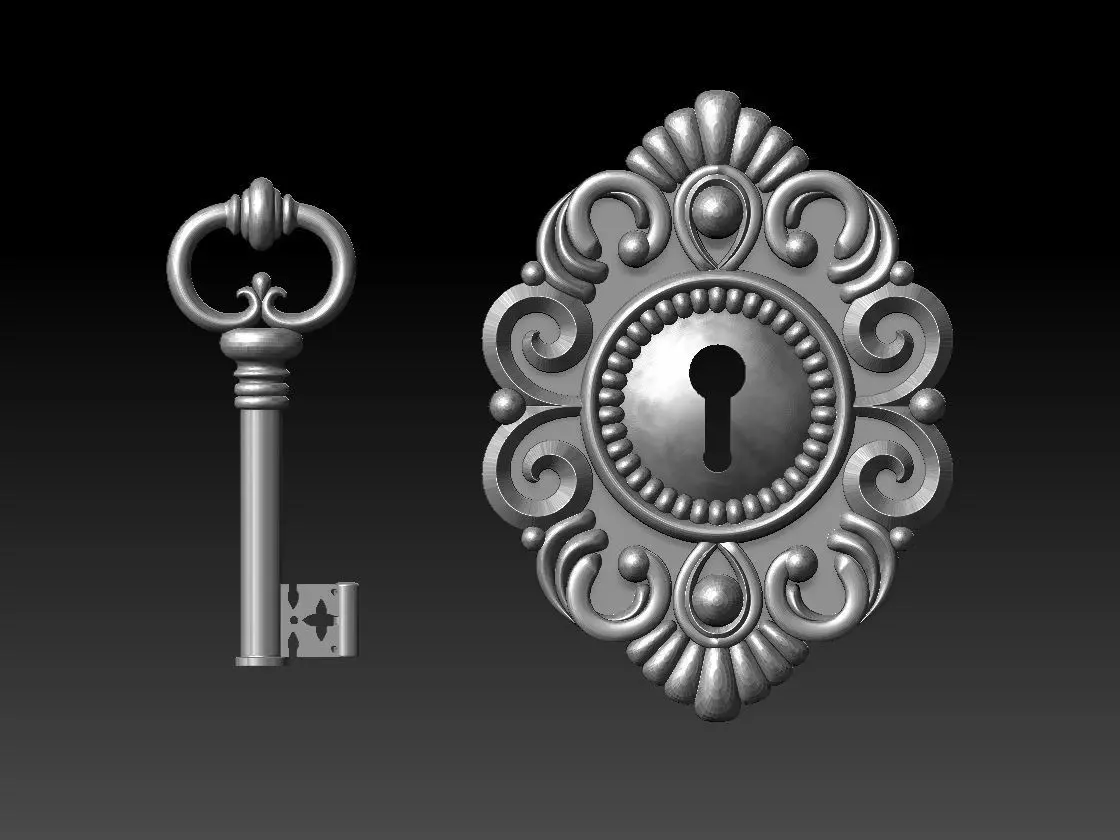 key and keyhole 3D print model_0