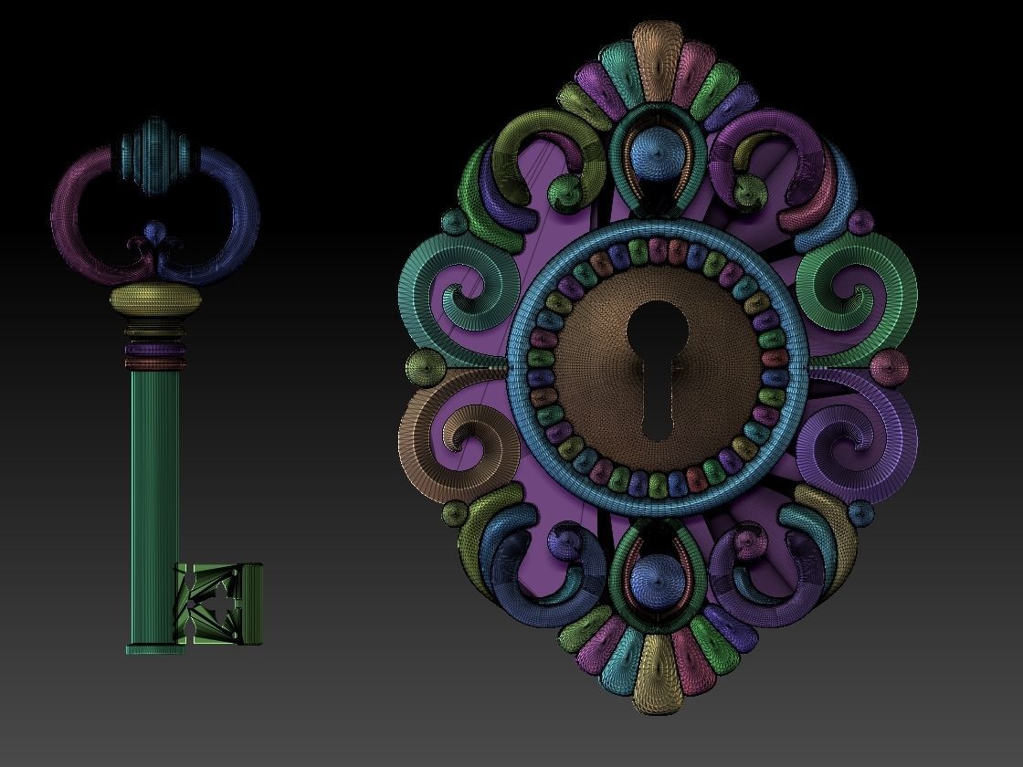 key and keyhole 3D print model_5