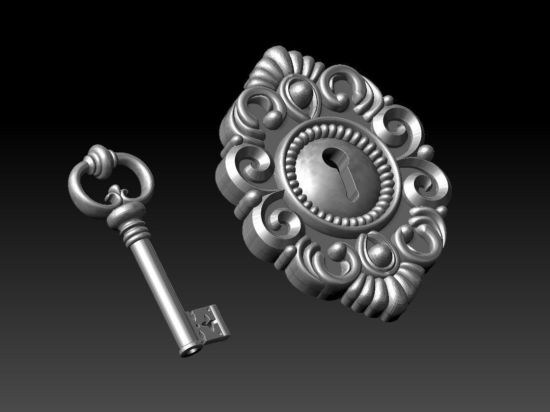 key and keyhole 3D print model_1