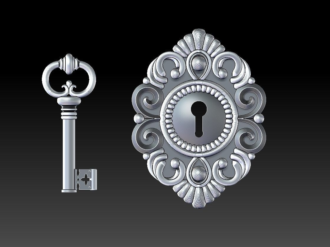 key and keyhole 3D print model_2