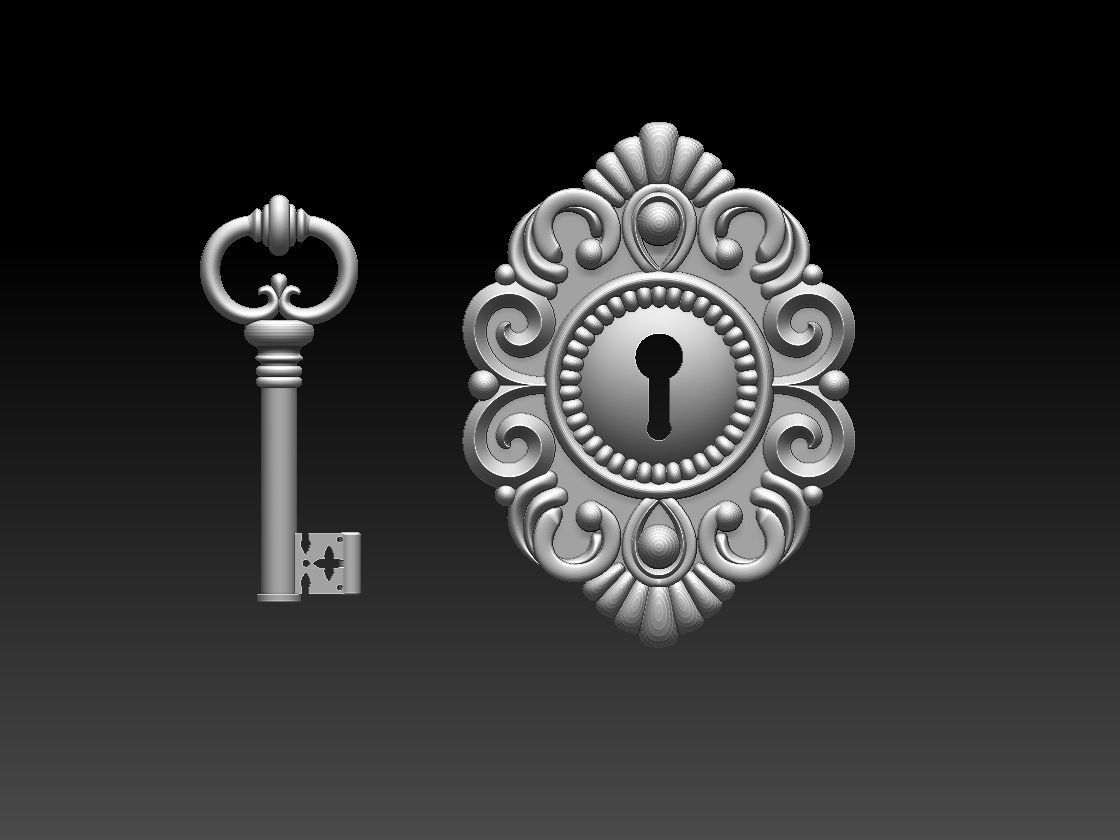 key and keyhole 3D print model_11