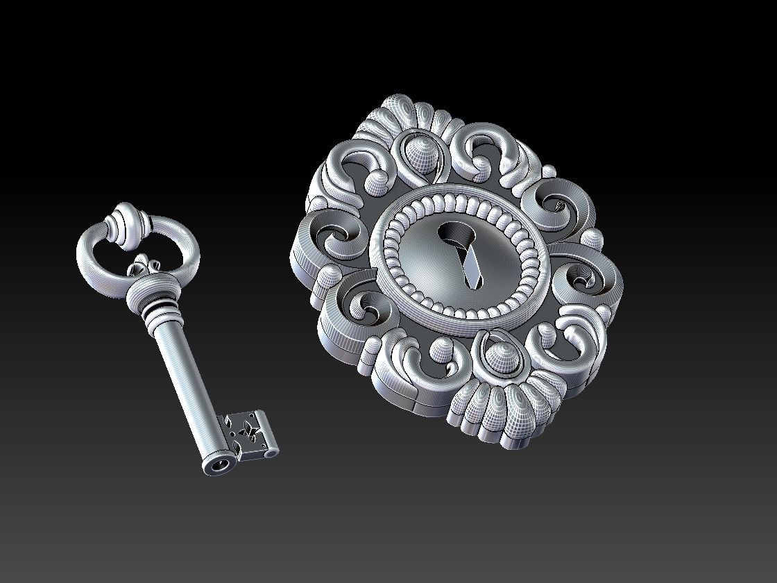 key and keyhole 3D print model_4