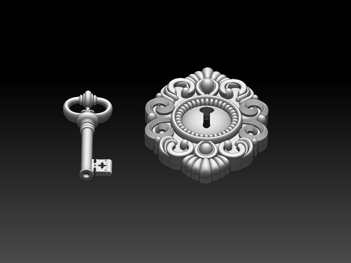key and keyhole 3D print model_3