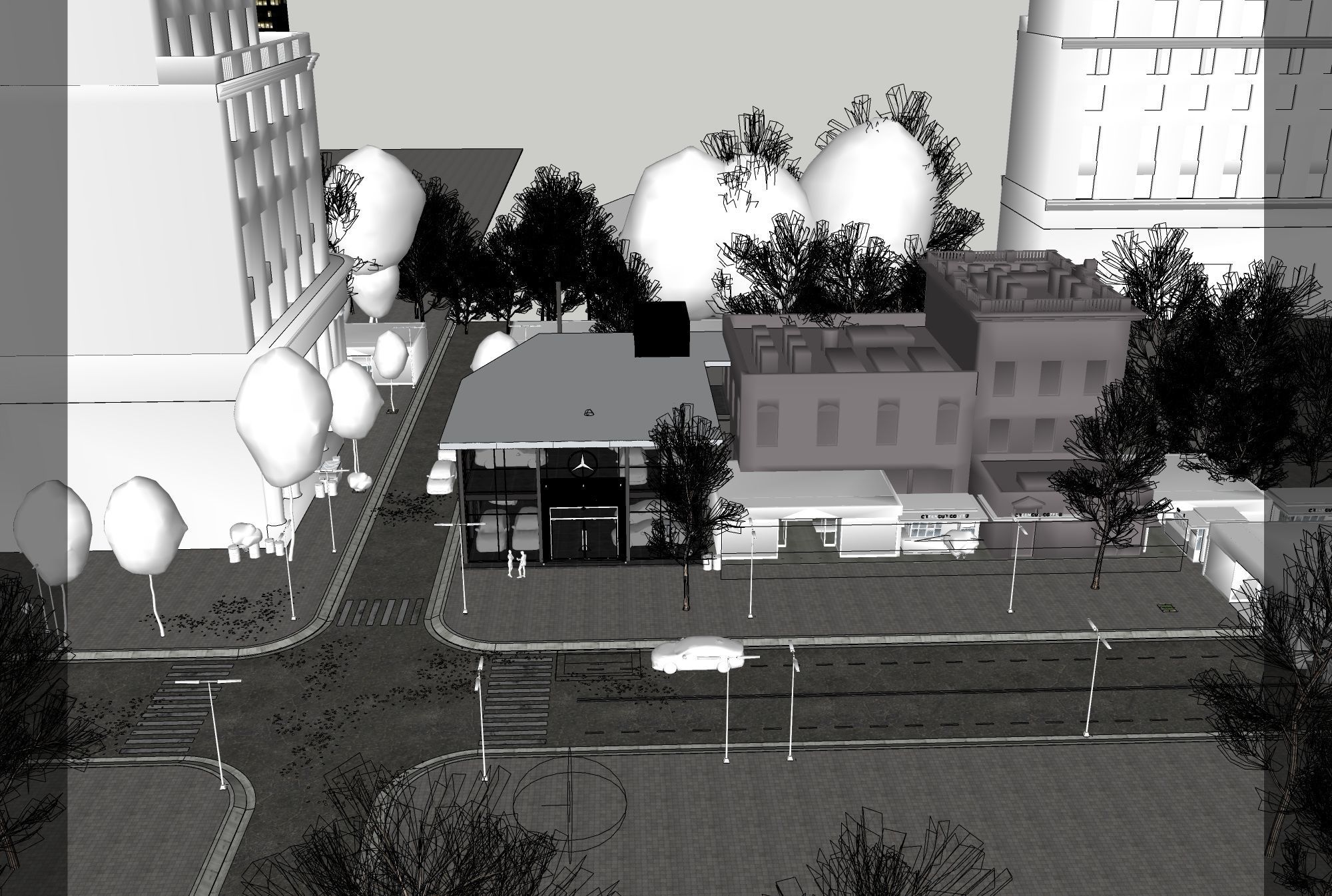 Exterior House - Night Scene 3D - Car showroom 3D model_9