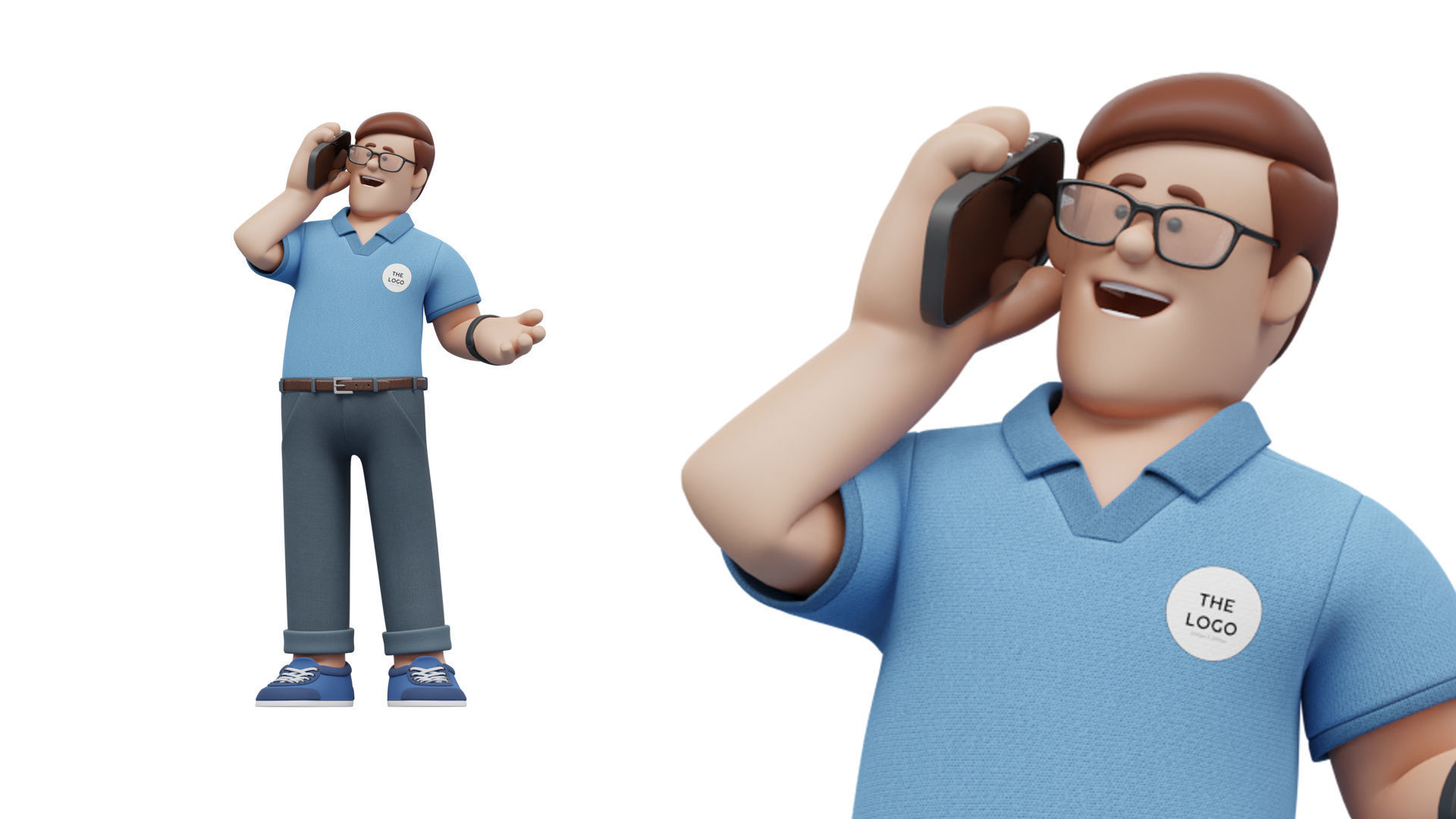 Customizable Cartoon Office  Illustration Character  Low-poly 3D model_15
