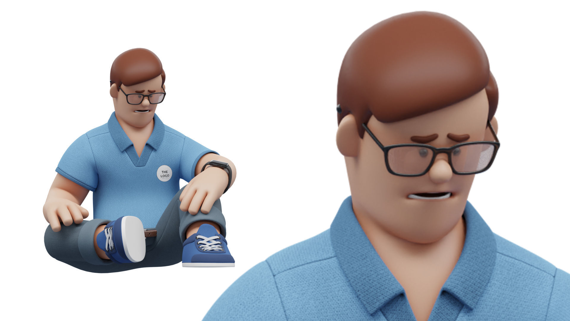 Customizable Cartoon Office  Illustration Character  Low-poly 3D model_40