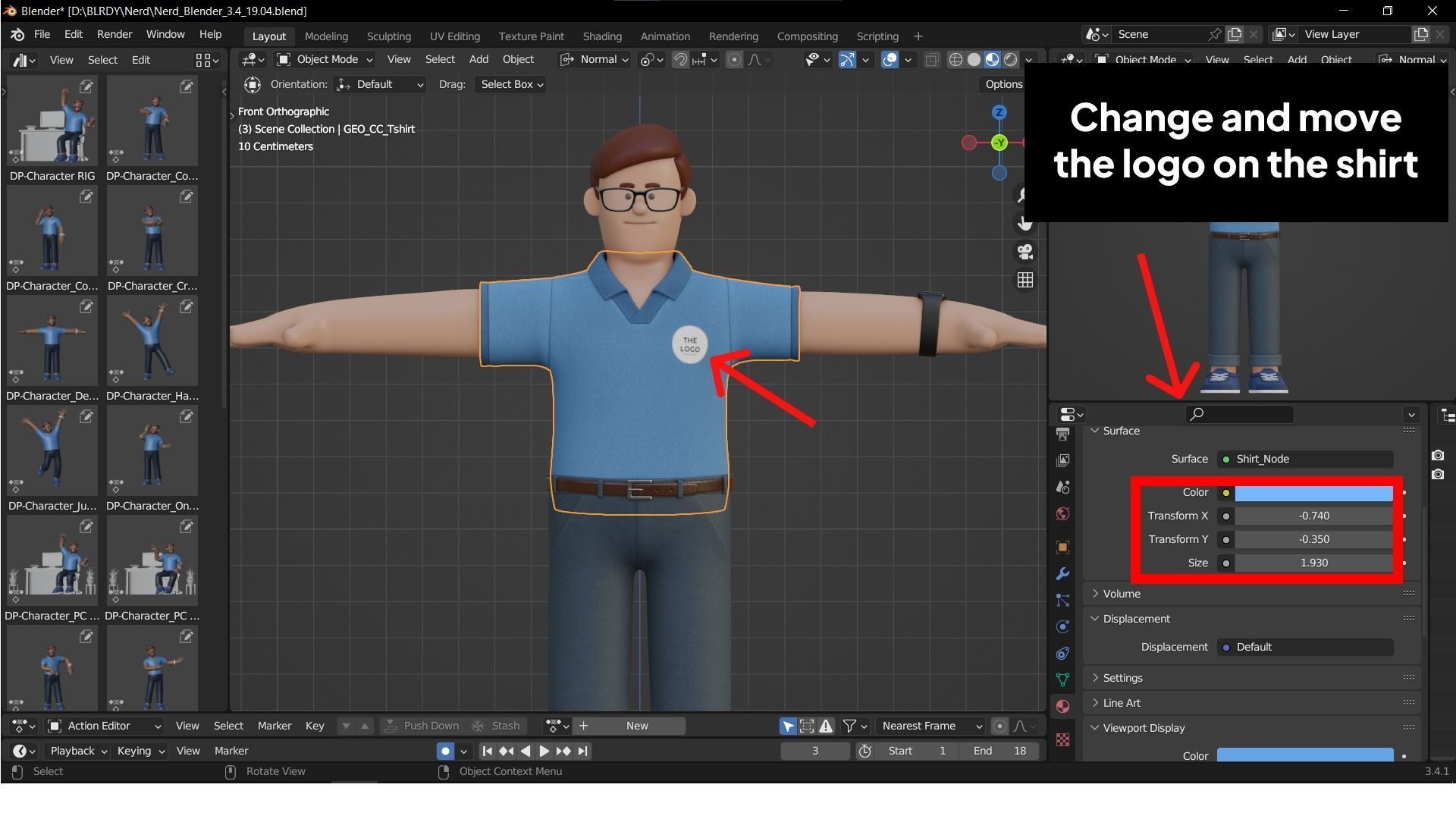 Customizable Cartoon Office  Illustration Character  Low-poly 3D model_14