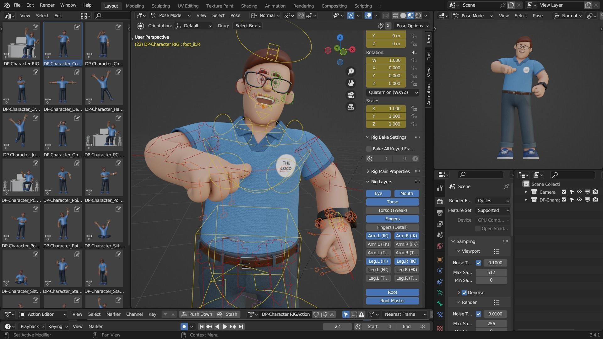 Customizable Cartoon Office  Illustration Character  Low-poly 3D model_17