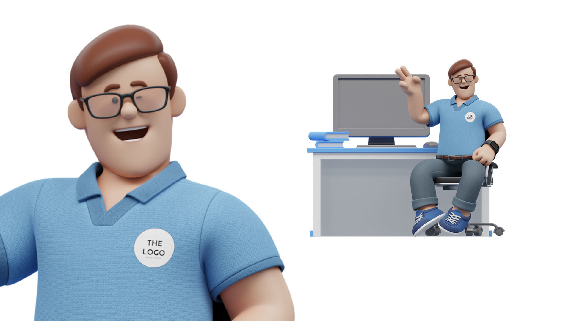 Customizable Cartoon Office  Illustration Character  Low-poly 3D model_4