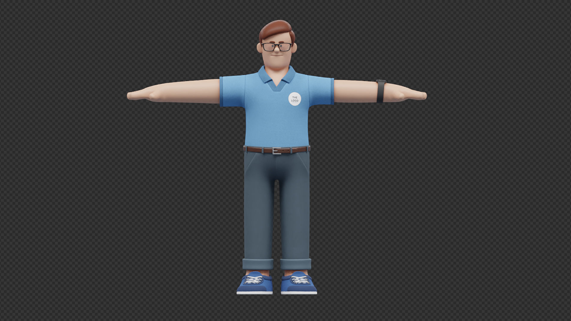 Customizable Cartoon Office  Illustration Character  Low-poly 3D model_21