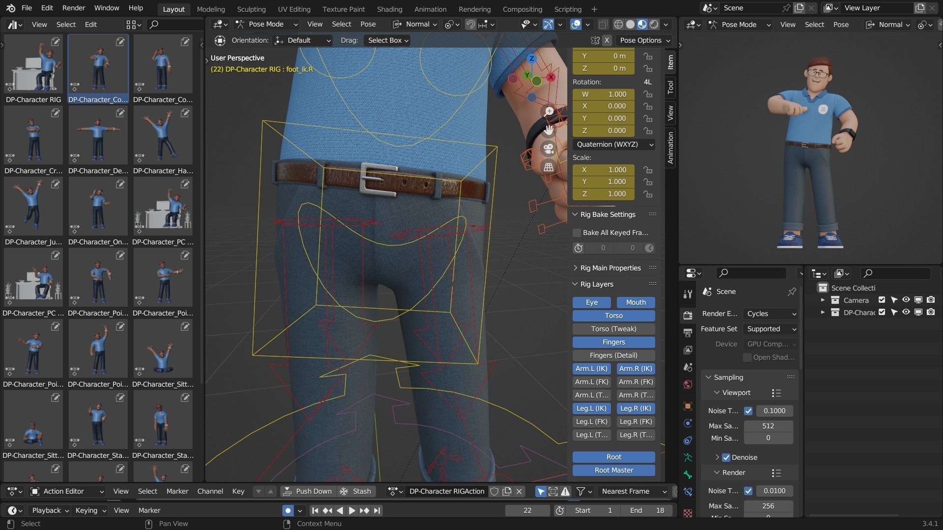 Customizable Cartoon Office  Illustration Character  Low-poly 3D model_18