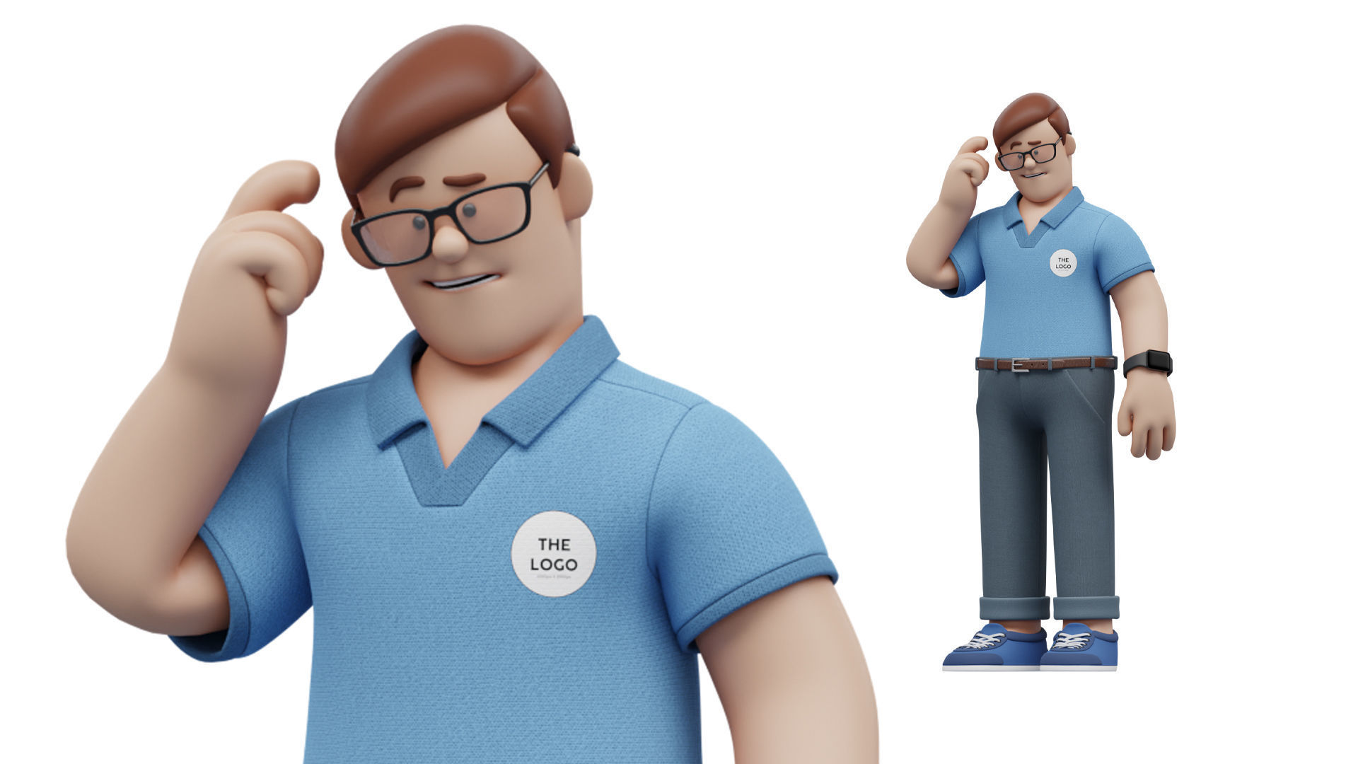 Customizable Cartoon Office  Illustration Character  Low-poly 3D model_36