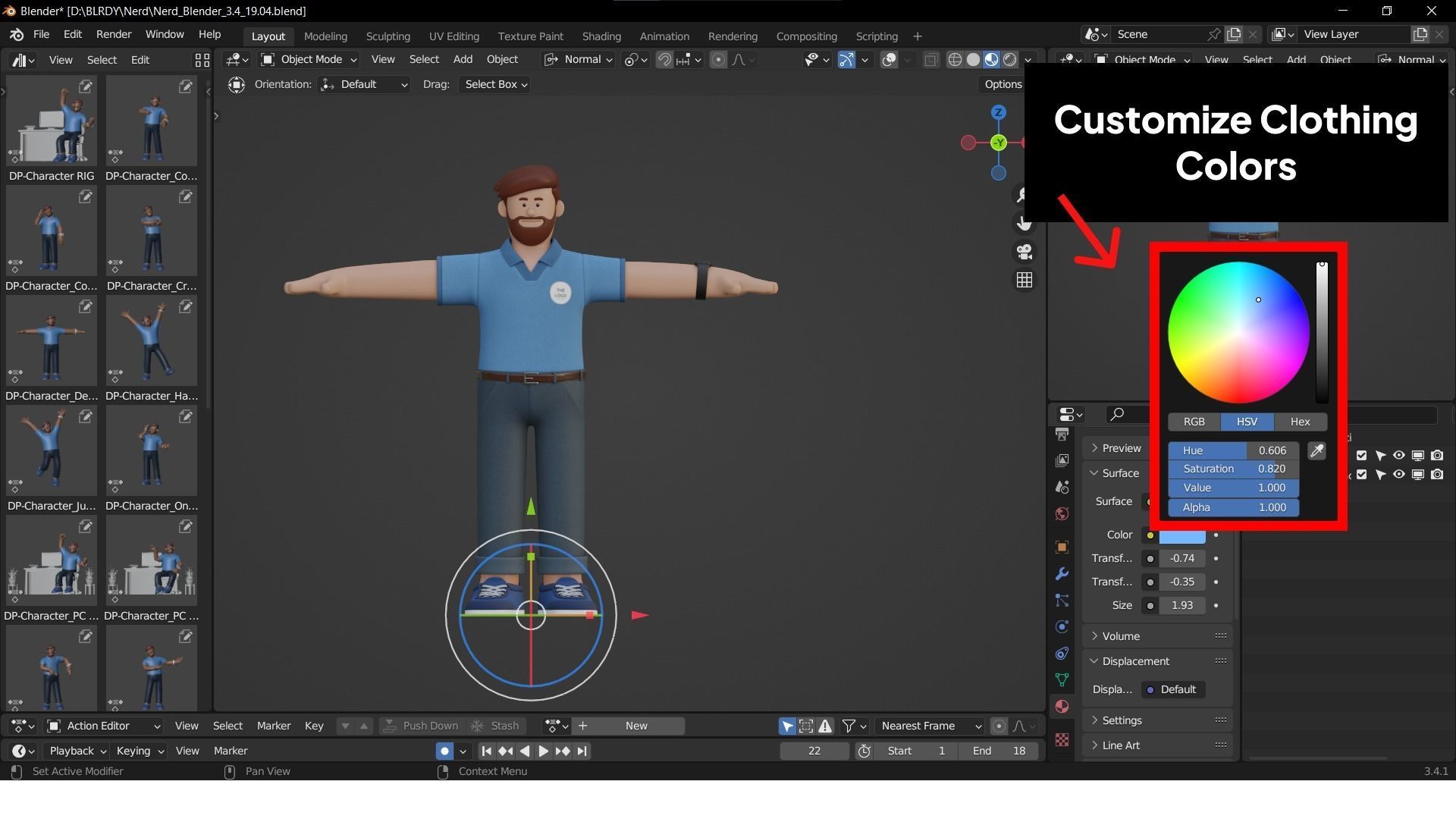 Customizable Cartoon Office  Illustration Character  Low-poly 3D model_10