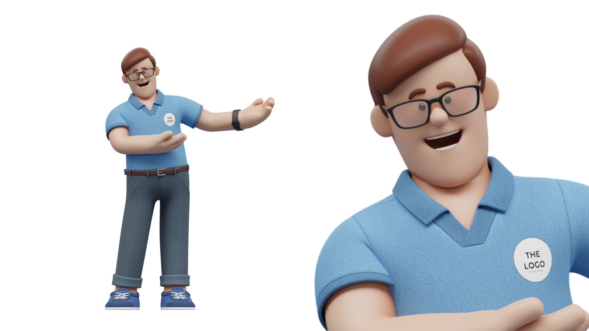 Customizable Cartoon Office  Illustration Character  Low-poly 3D model_20