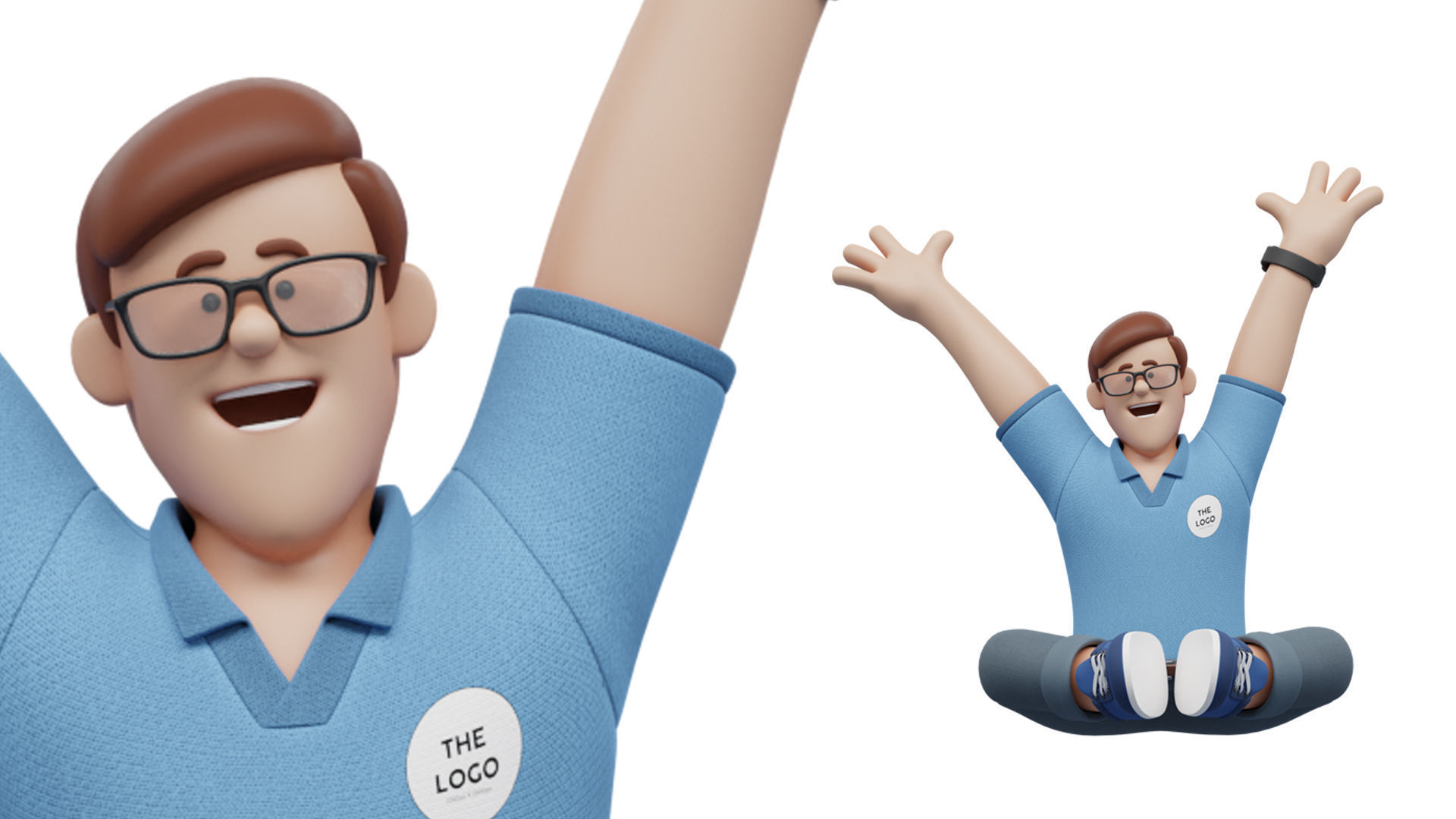 Customizable Cartoon Office  Illustration Character  Low-poly 3D model_42