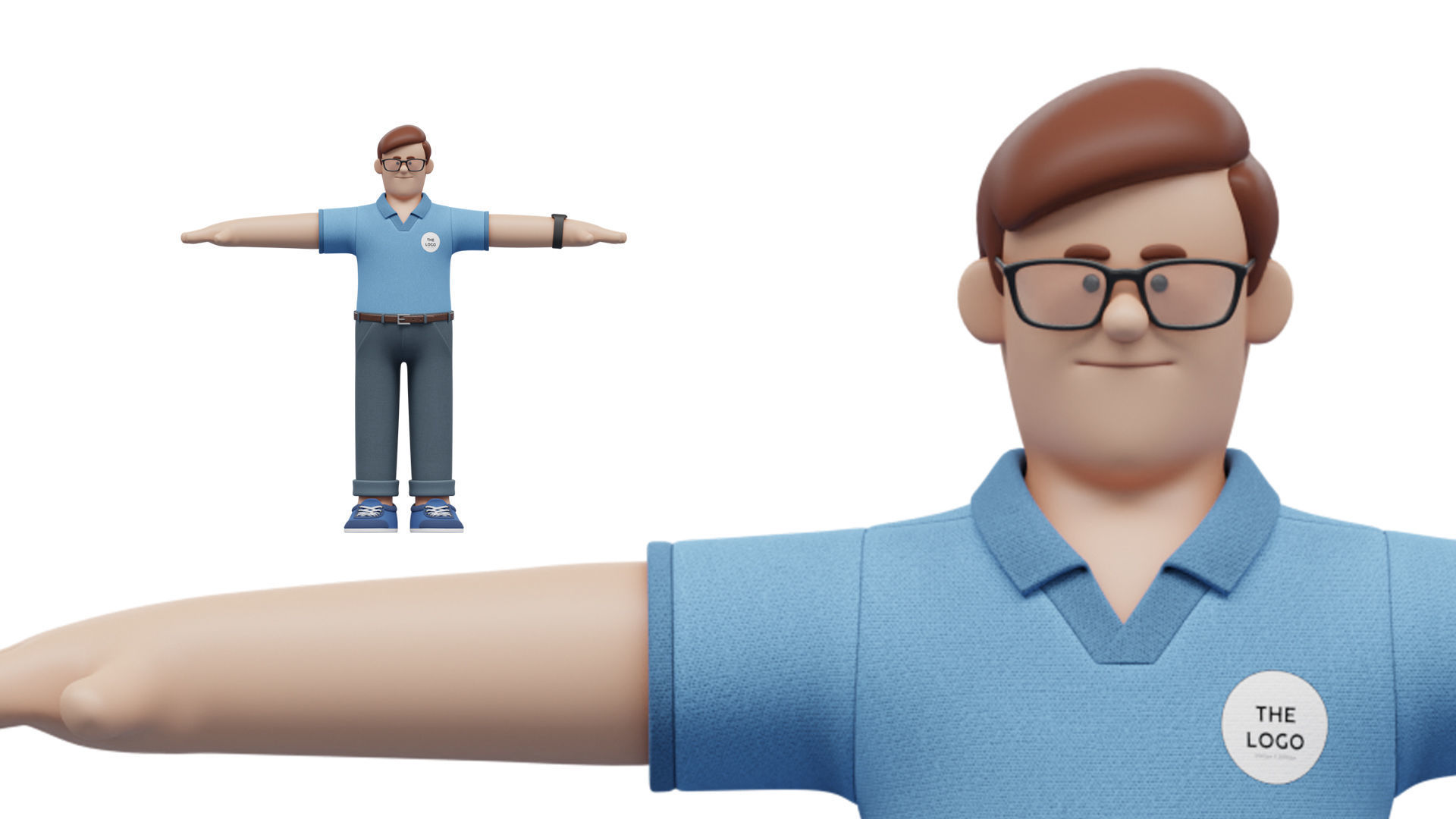 Customizable Cartoon Office  Illustration Character  Low-poly 3D model_37