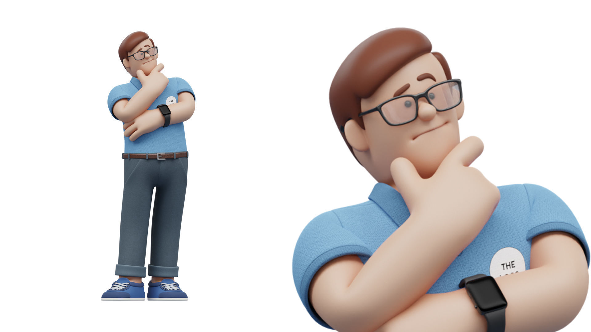 Customizable Cartoon Office  Illustration Character  Low-poly 3D model_28