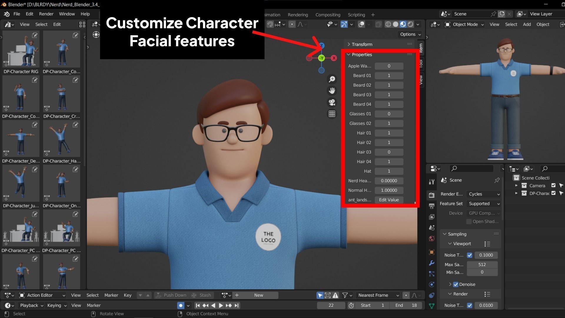 Customizable Cartoon Office  Illustration Character  Low-poly 3D model_5