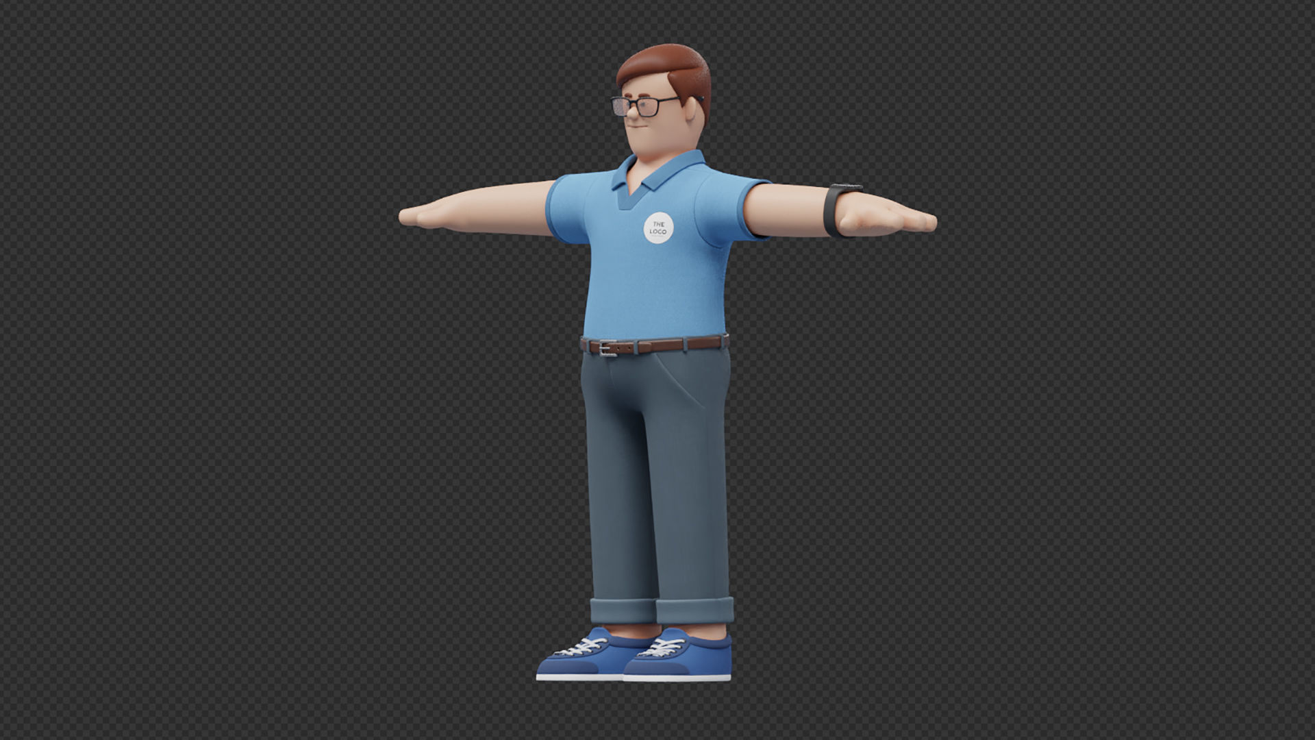Customizable Cartoon Office  Illustration Character  Low-poly 3D model_22