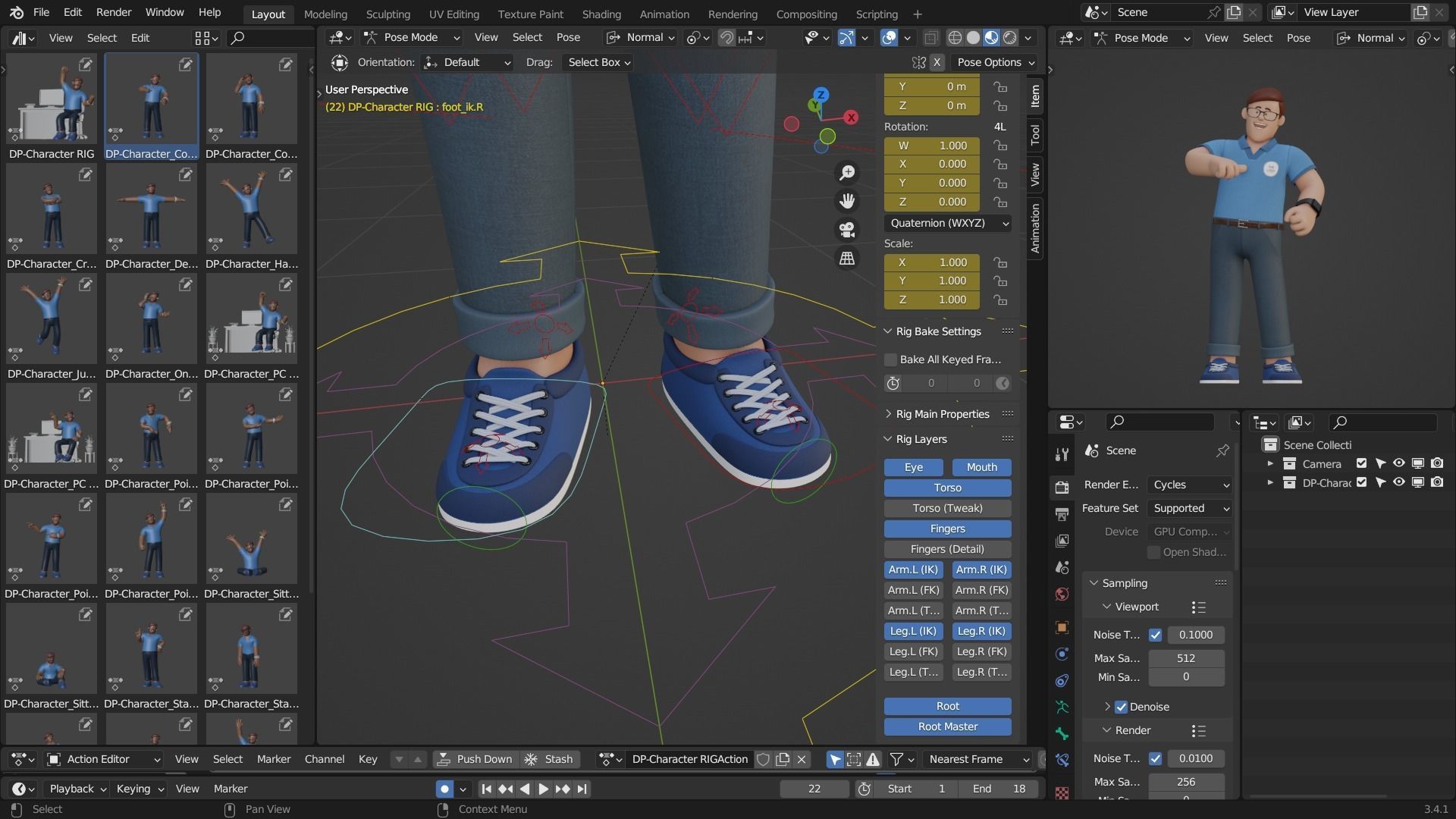 Customizable Cartoon Office  Illustration Character  Low-poly 3D model_19