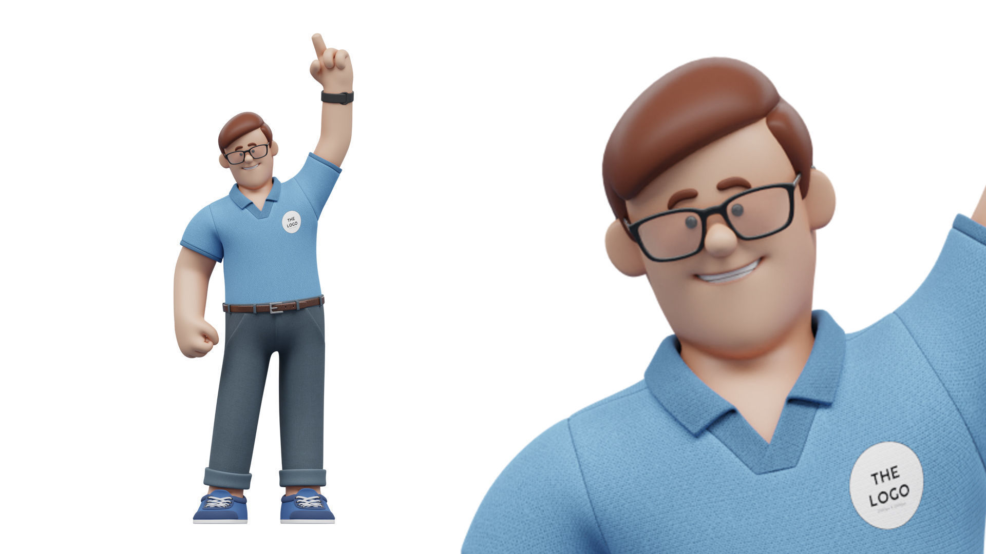 Customizable Cartoon Office  Illustration Character  Low-poly 3D model_9