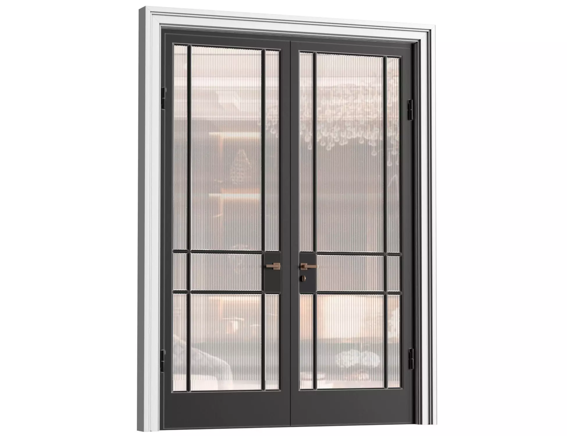 Interior Doors in Art Deco style with corrugated glass 3D model_0