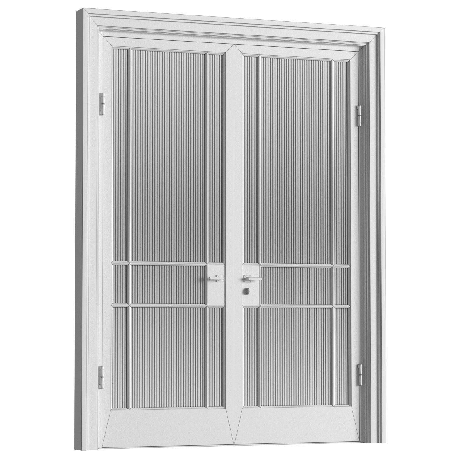 Interior Doors in Art Deco style with corrugated glass 3D model_3