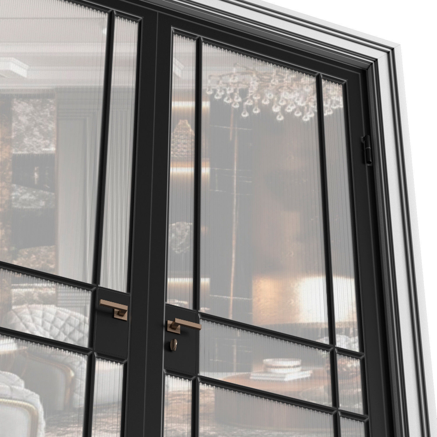 Interior Doors in Art Deco style with corrugated glass 3D model_2