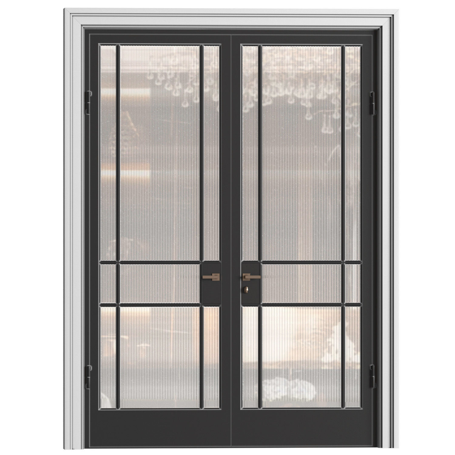 Interior Doors in Art Deco style with corrugated glass 3D model_1