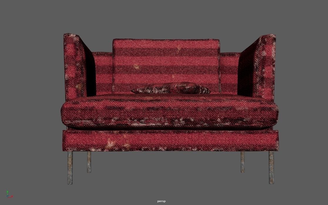 4K Realistic Abandon Sofa 3D model_4