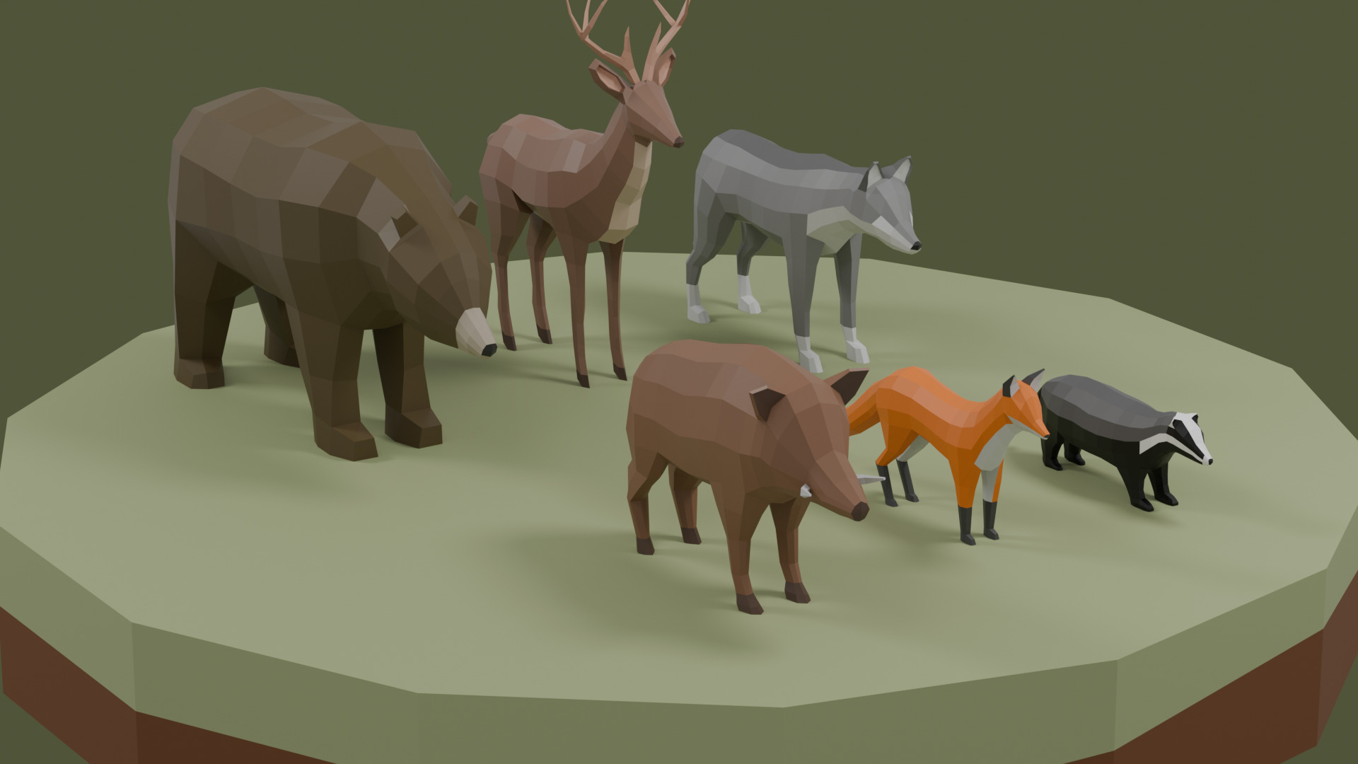 Lowpoly Stylized FOREST Animals Pack Low-poly 3D model_4
