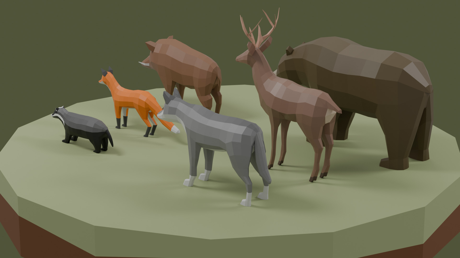 Lowpoly Stylized FOREST Animals Pack Low-poly 3D model_2