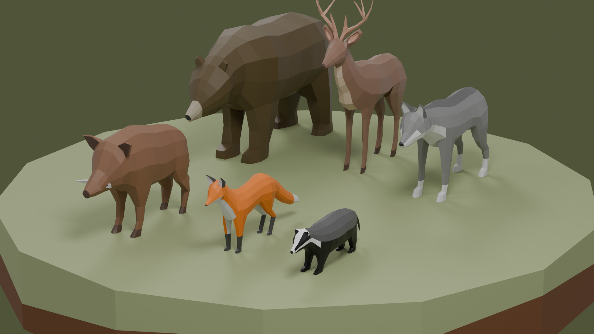Lowpoly Stylized FOREST Animals Pack Low-poly 3D model_1