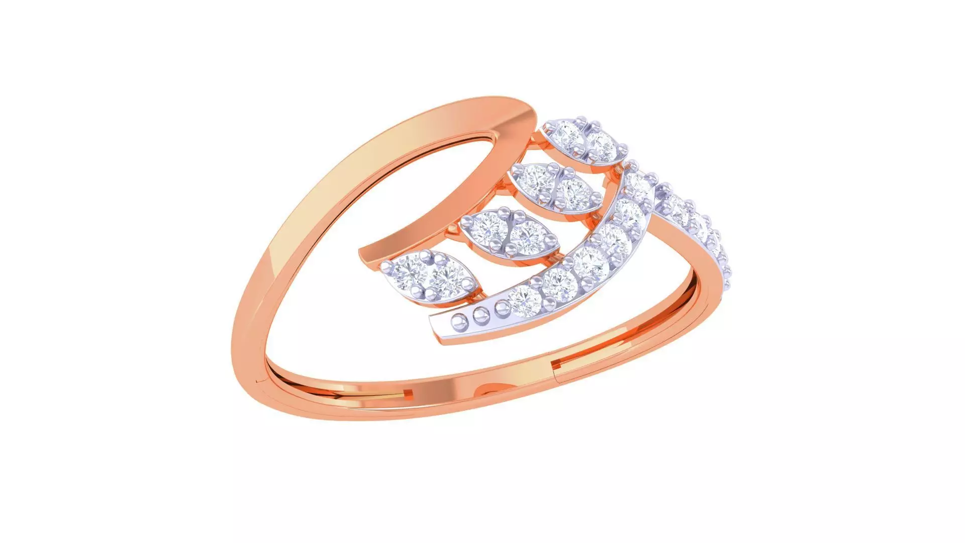 Plant Leaf Nature Theme Diamond Ring 3dm stl obj mtl glb gltf 3D print model_0