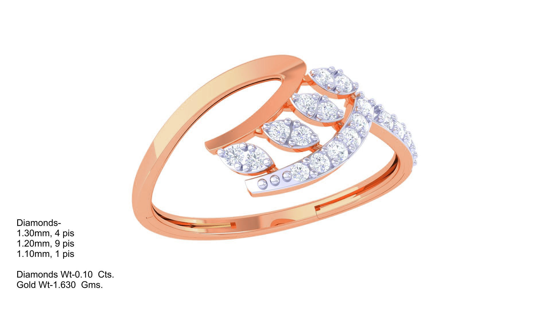 Plant Leaf Nature Theme Diamond Ring 3dm stl obj mtl glb gltf 3D print model_4