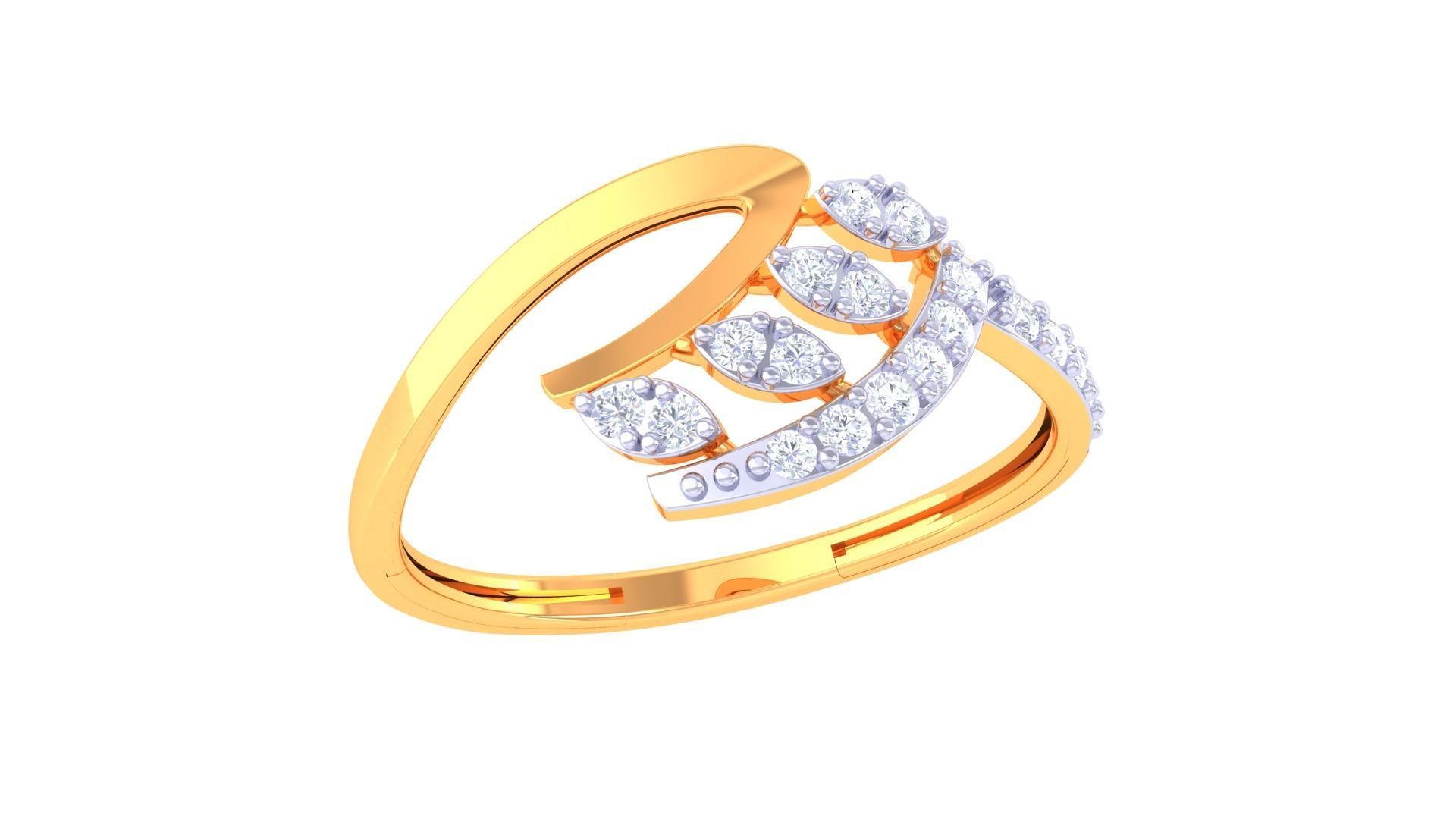 Plant Leaf Nature Theme Diamond Ring 3dm stl obj mtl glb gltf 3D print model_5