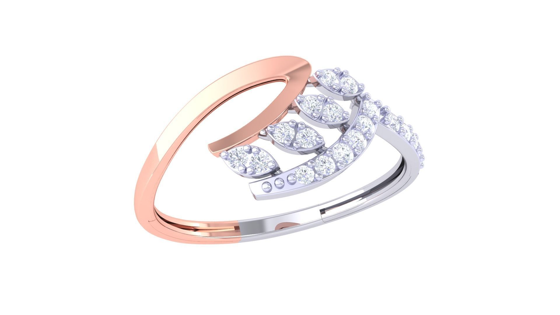 Plant Leaf Nature Theme Diamond Ring 3dm stl obj mtl glb gltf 3D print model_1