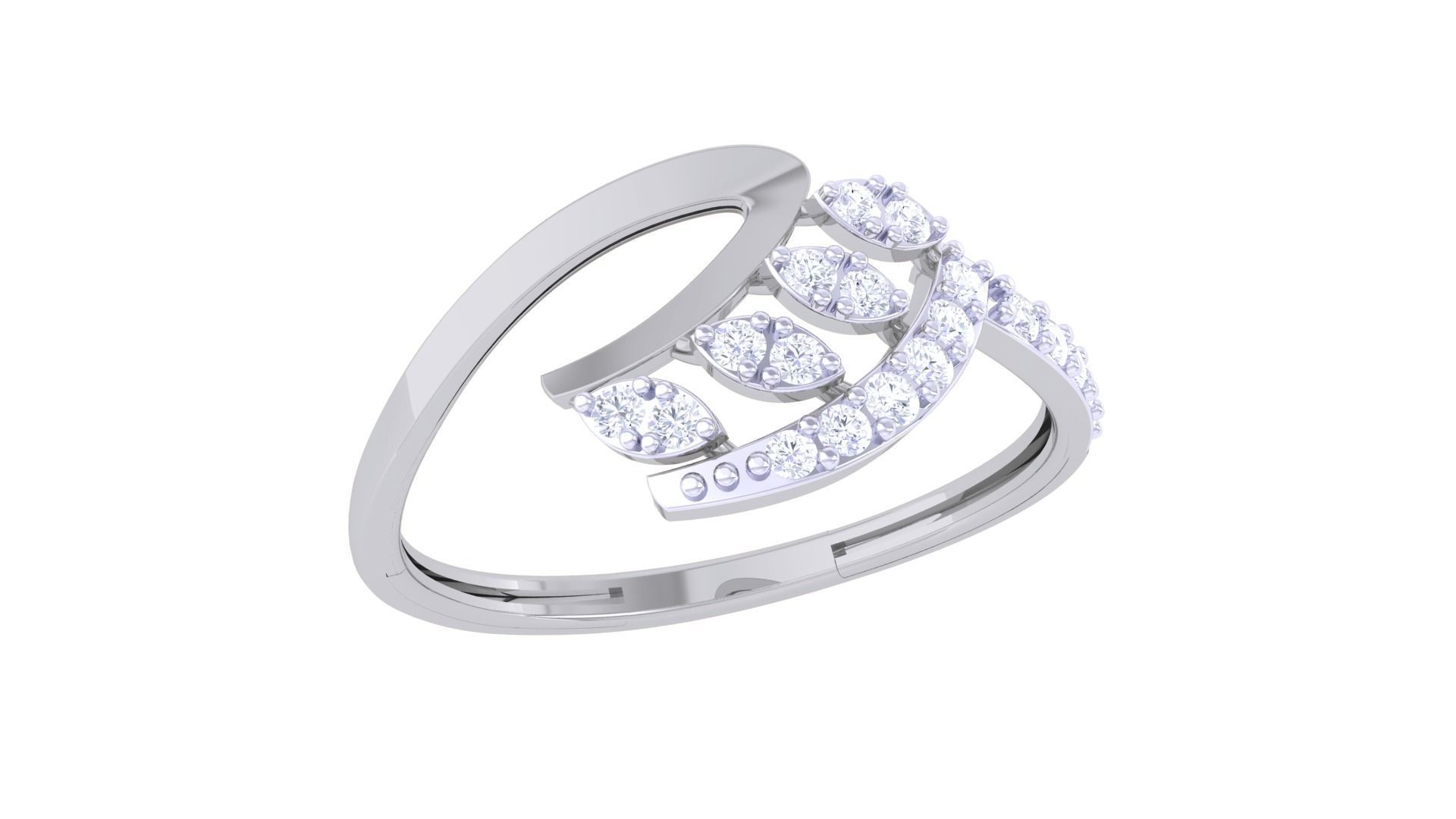 Plant Leaf Nature Theme Diamond Ring 3dm stl obj mtl glb gltf 3D print model_6