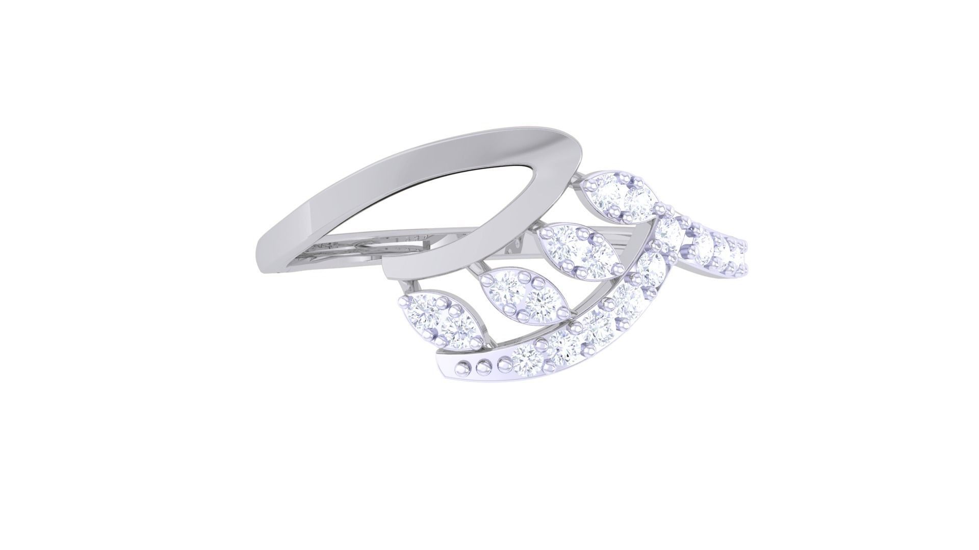 Plant Leaf Nature Theme Diamond Ring 3dm stl obj mtl glb gltf 3D print model_8