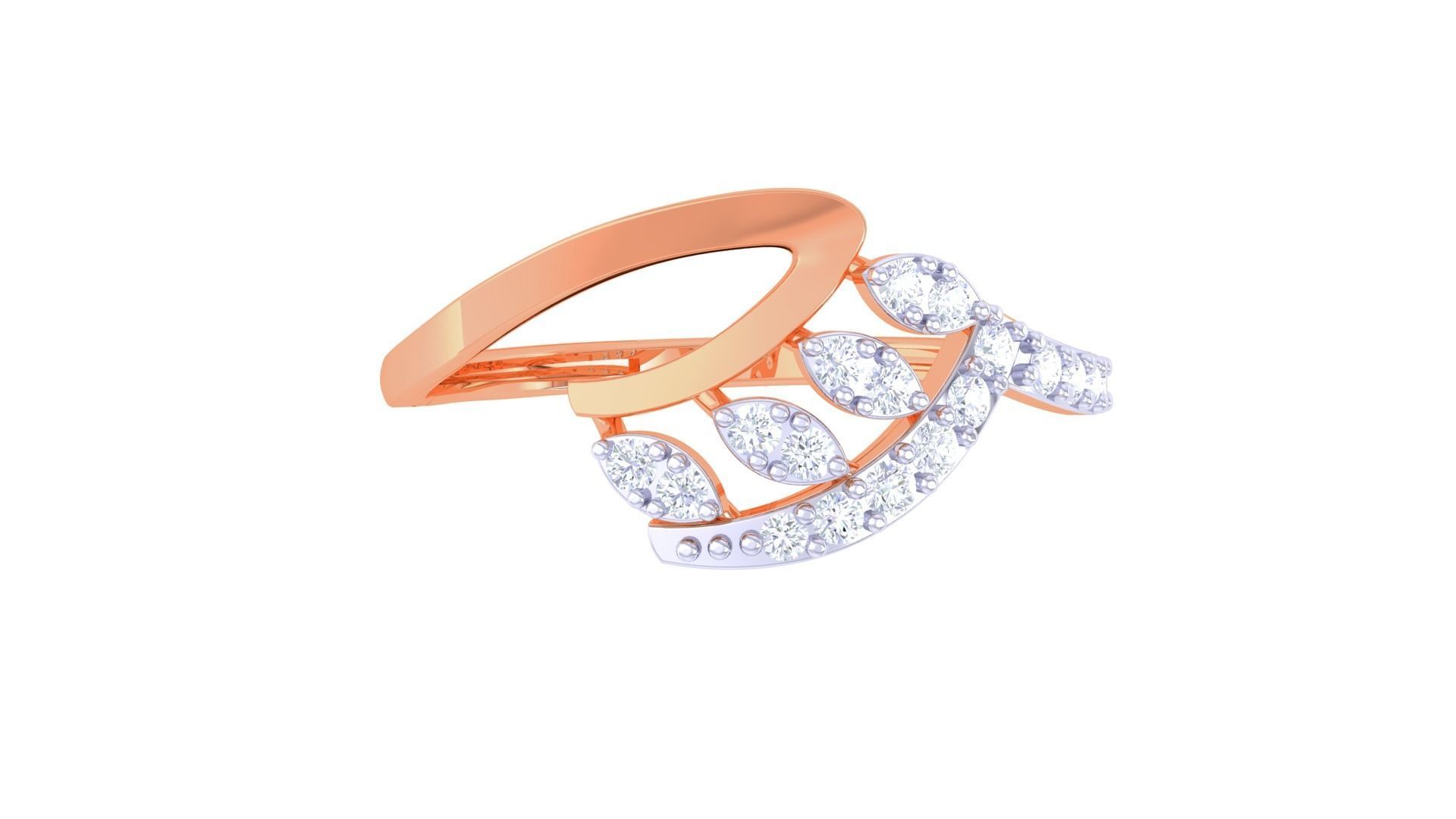 Plant Leaf Nature Theme Diamond Ring 3dm stl obj mtl glb gltf 3D print model_9