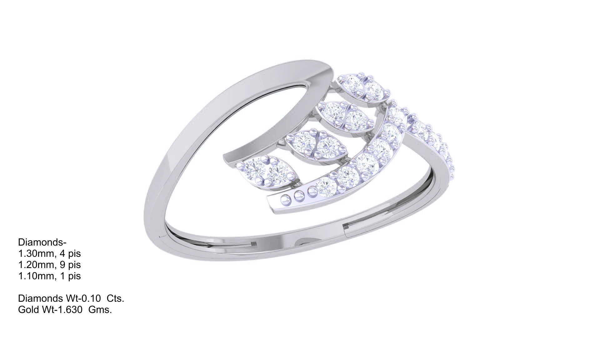 Plant Leaf Nature Theme Diamond Ring 3dm stl obj mtl glb gltf 3D print model_3