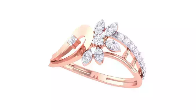 Plant Leaf Nature Theme Diamond Ring 3dm stl obj mtl glb gltf