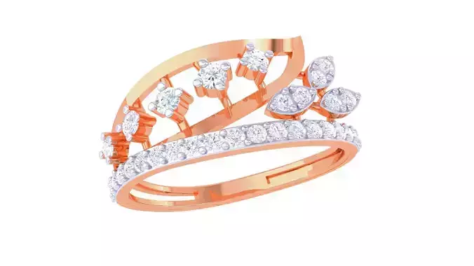 Plant Leaf Nature Theme Diamond Ring 3dm stl obj mtl glb gltf