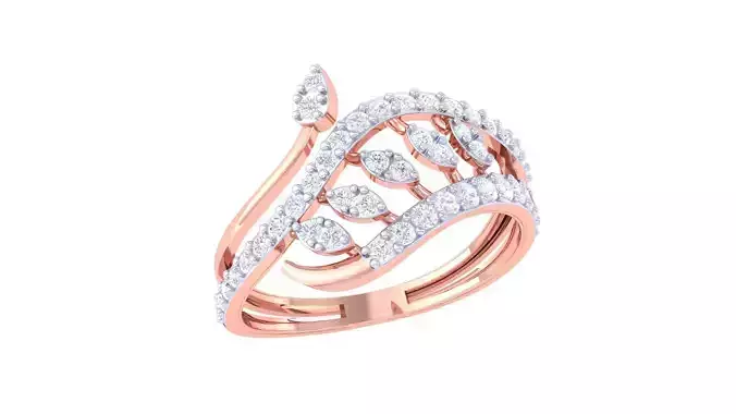 Plant Leaf Nature Theme Diamond Ring 3dm stl obj mtl glb gltf