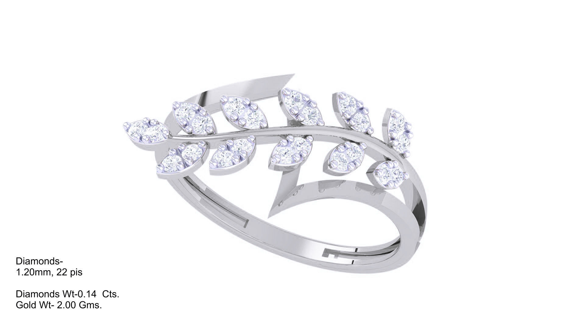 Plant Leaf Nature Theme Diamond Ring 3dm stl obj mtl glb gltf 3D print model_2