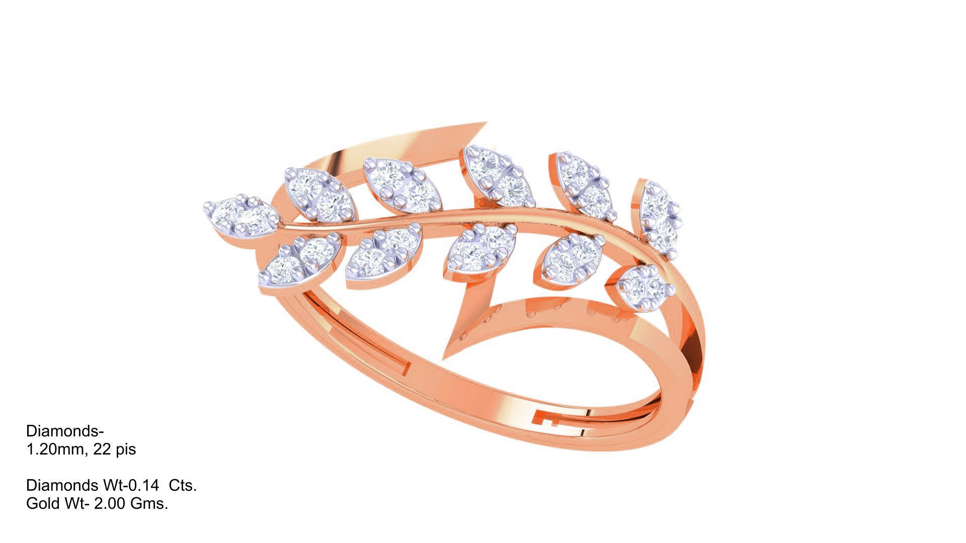 Plant Leaf Nature Theme Diamond Ring 3dm stl obj mtl glb gltf 3D print model_3