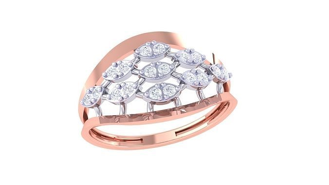 Plant Leaf Nature Theme Diamond Ring 3dm stl obj mtl glb gltf 3D print model